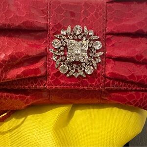 Elegant IMAN Red Clutch with Crystal Embellishment